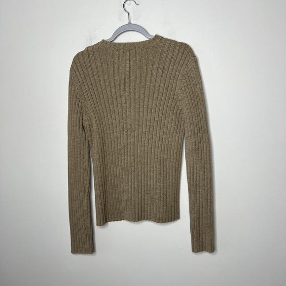 Abercrombie And Fitch Sweater Mens XL Tan Ribbed Knit Muscle Pullover Preppy Y2K - Picture 5 of 12